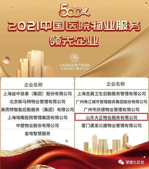 九巨龍物業(yè)榮膺物業(yè)服務(wù)企業(yè)綜合實力500強 實力鑄就行業(yè)標(biāo)桿